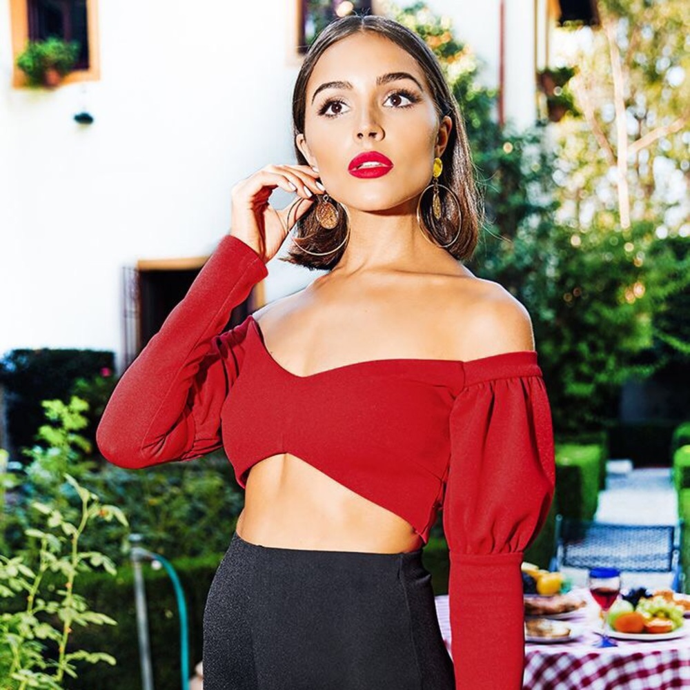 Red Puff Sleeve Crop Top *NWT*